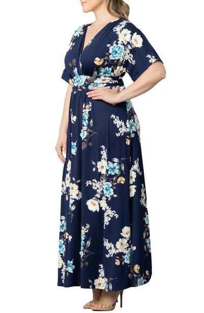 Shop Kiyonna Vienna Maxi Dress In Navy Floral Print