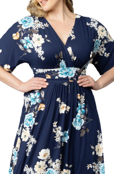 Kiyonna Vienna Maxi Dress In Navy Floral Print