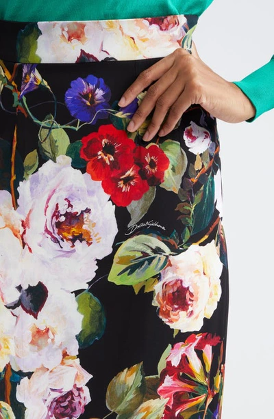 Dolce & Gabbana Floral Print Silk Midi Skirt In Hn4yaroseto Fdo Nero