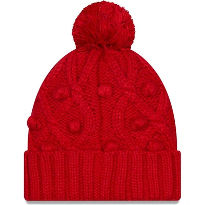 Shop New Era Girls Youth  Red Tampa Bay Buccaneers Toasty Cuffed Knit Hat With Pom