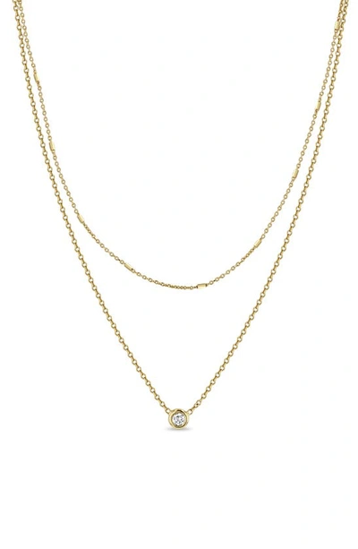 Shop Zoë Chicco Double Chain Necklace In Yellow Gold