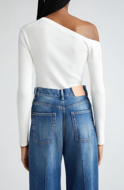 Staud Craftsman One Shoulder Ribbed Cardigan In Ivory