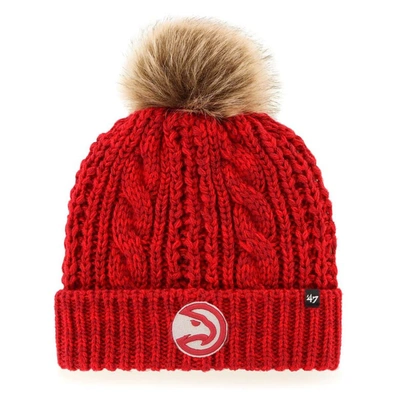 Shop 47 ' Red Atlanta Hawks Meeko Cuffed Knit Hat With Pom