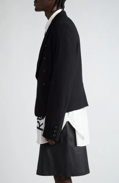 Shop Takahiromiyashita The Soloist Right Left Wool Stretch Twill Crop Jacket In Black