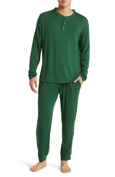 Shop Eberjey Henry Jersey Pajamas In Forest Green