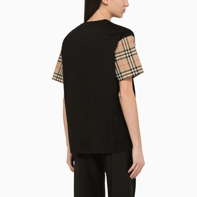 Shop Burberry Crew-neck T-shirt With Check In Black