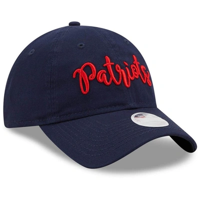 Shop New Era Navy New England Patriots Script 9twenty Adjustable Hat