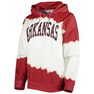 Shop Gameday Couture White/cardinal Arkansas Razorbacks For The Fun Double Dip-dyed Pullover Hoodie