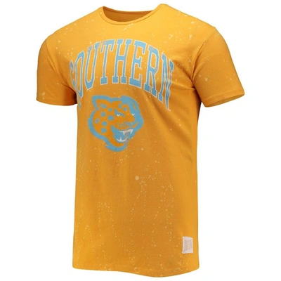 Shop Retro Brand Original  Gold Southern University Jaguars Bleach Splatter T-shirt
