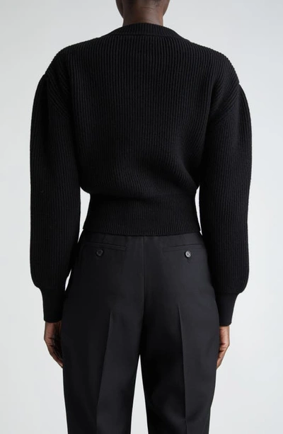 Shop Alexander Mcqueen Cocoon Sleeve Wool & Cashmere Rib Cardigan In Black