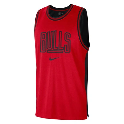 Shop Nike Red/black Chicago Bulls Courtside Versus Force Split Dna Performance Mesh Tank Top