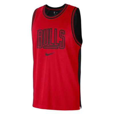 Nike Red/black Chicago Bulls Courtside Versus Force Split Dna Performance Mesh Tank Top In Red