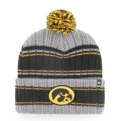 Shop 47 ' Gray Iowa Hawkeyes Rexford Cuffed Knit Hat With Pom