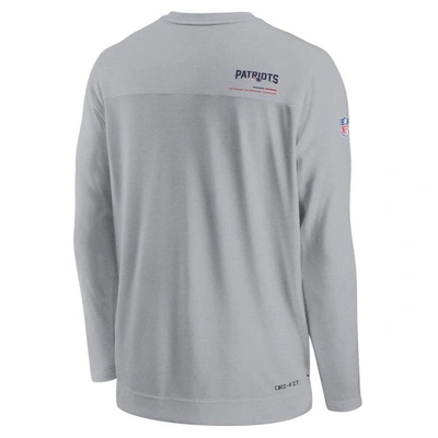 Shop Nike Gray New England Patriots Sideline Coach Chevron Lock Up Long Sleeve V-neck Performance T-shirt