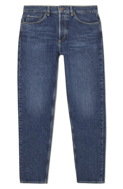 Shop Cos Regular Tapered Leg Organic Cotton Blend Jeans In Blue Medium Kingscross