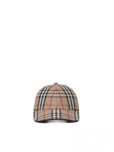 Shop Burberry Vintage Check Hat In Cotton In Archive Beige