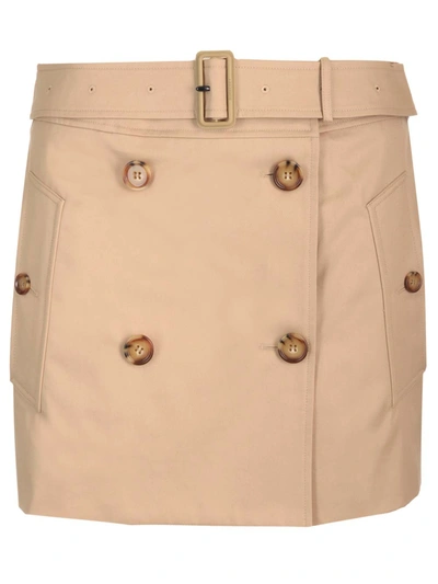 Shop Burberry Trench-style Mini Skirt In Beige