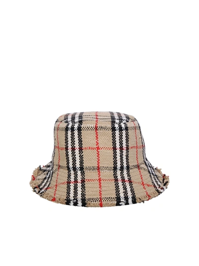 Shop Burberry Tweed Bucket Hat In Beige