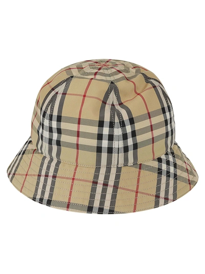 Shop Burberry Bucket Hat In Vintage Check In Beige
