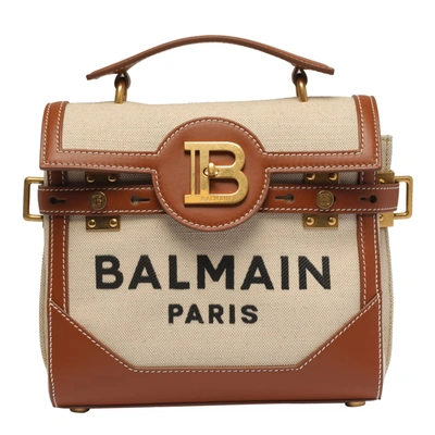 Shop Balmain B-buzz 23 Handbag In Beige