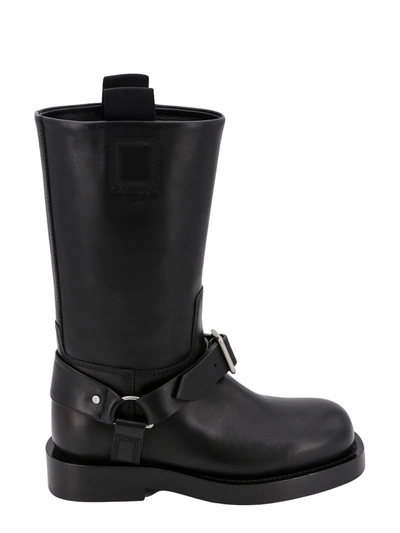 Shop Burberry Buckle Detailed Boots In Black