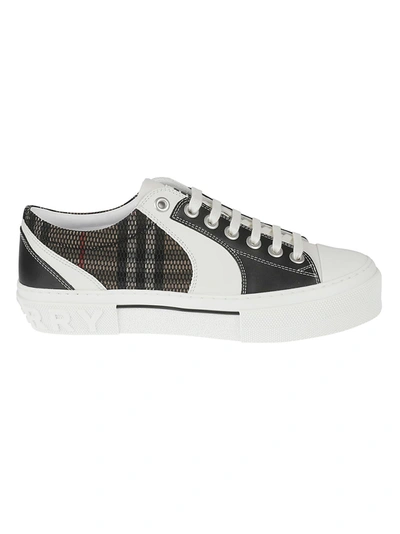 Shop Burberry Mesh Check Sneakers In Black