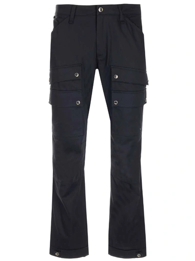Shop Burberry Cargo Trousers With Embroidered Logo In Black