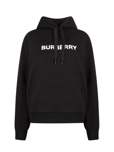 Shop Burberry Logo Hooded Oversized Sweatshirt In Black