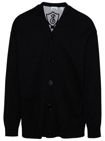 Shop Burberry Chesterfield Cardigan In Black Wool Blend