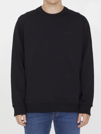 Shop Burberry Ekd Check Sweatshirt In Black