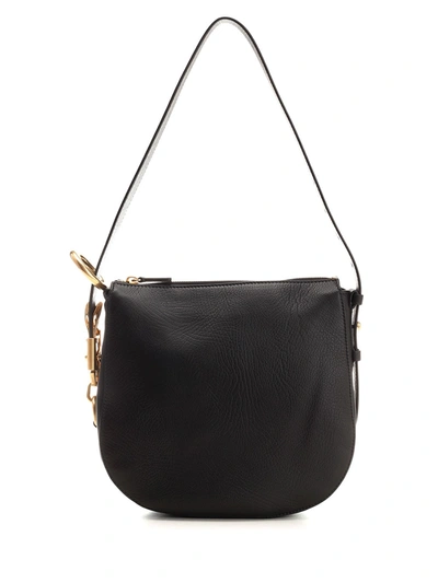 Shop Burberry Small Knight Hobo Bag In Black