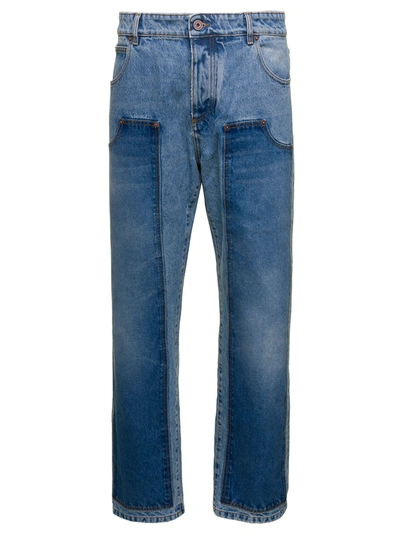 Shop Balmain Jeans In Cyan Denim In Blu