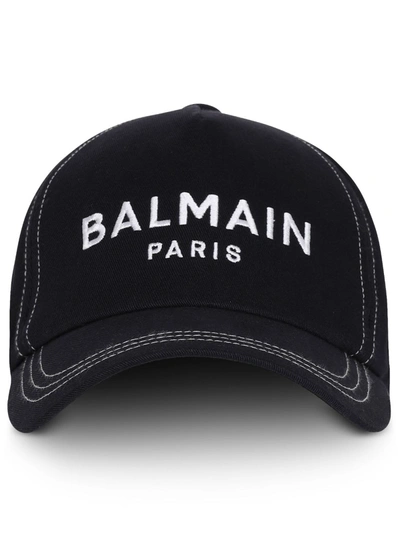 Shop Balmain Blue Baseball Hat With White Logo