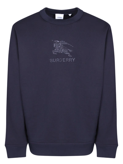 Shop Burberry Midnight Blue Cotton Sweatshirt