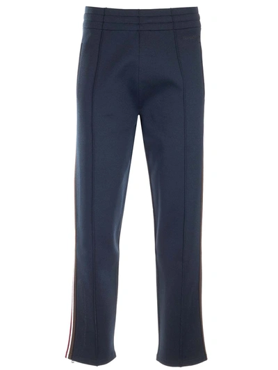 Shop Burberry Pants With Striped Bands In Blue