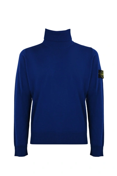 Shop Stone Island High Neck Stockinette Sweater 525c4 In Bluette