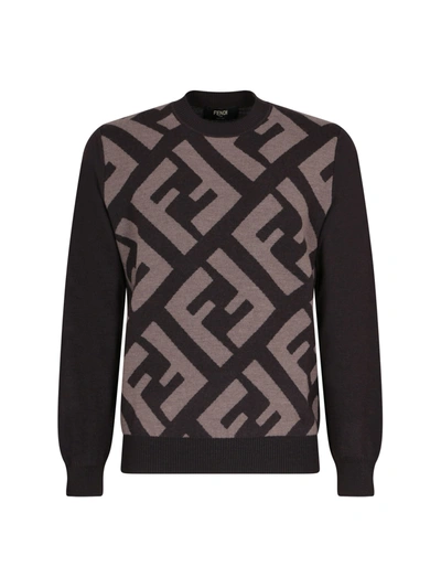 Shop Fendi Slim Fit Sweater In Brown