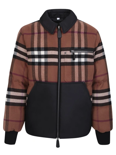 Shop Burberry Wheelton Check Padded Jacket In Brown