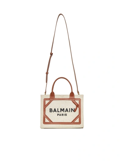 Shop Balmain B-army Small Shopper Bag In Cream
