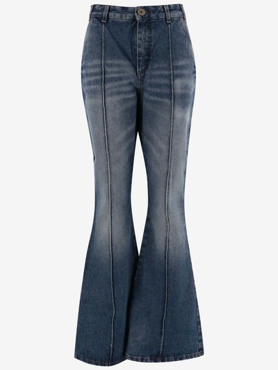Shop Balmain Jeans In Blue Cotton In Denim