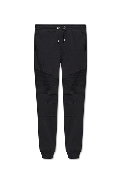 Shop Balmain Sweatpants With Logo In Eab Noir Blanc