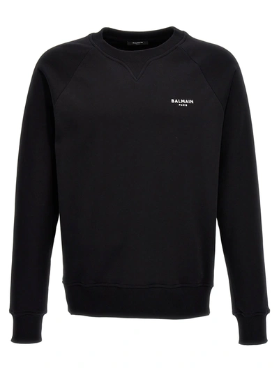 Shop Balmain Sweatshirt In Black Cotton In Eab Noir Blanc