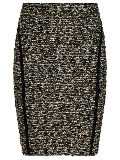 Shop Balmain Hw Tweed Knee Skirt In Ead Noir Or