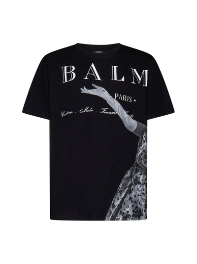 Shop Balmain Black Cotton T-shirt In Egp Noir Multi Gris