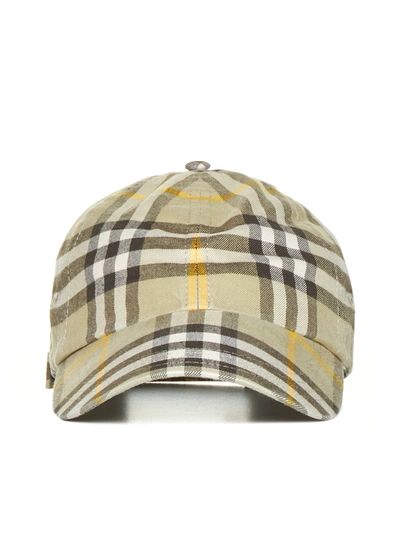 Shop Burberry Baseball Cap With Check Print In Hunter