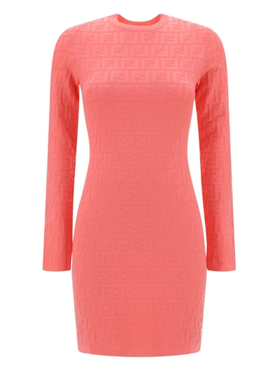 Shop Fendi Fitted Crew-neck Dress In Kissed