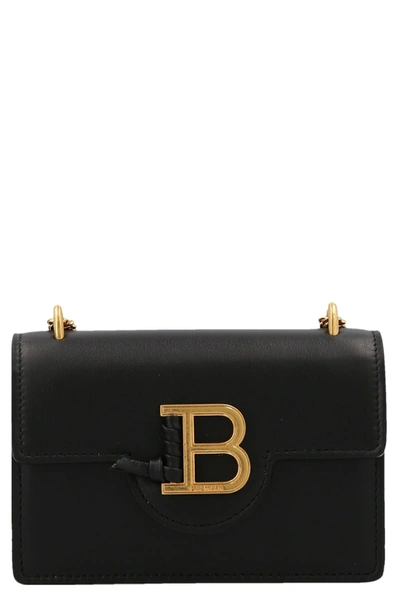 Shop Balmain Leather Shoulder Bag In Nero