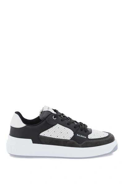 Shop Balmain B-court Flip Sneakers In Noir Blanc (white)