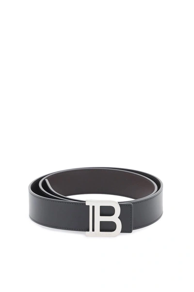 Shop Balmain Belts In Black Leather In Noir Marron (black)