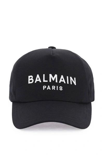 Shop Balmain Logo Embroidery Baseball Cap In Nero